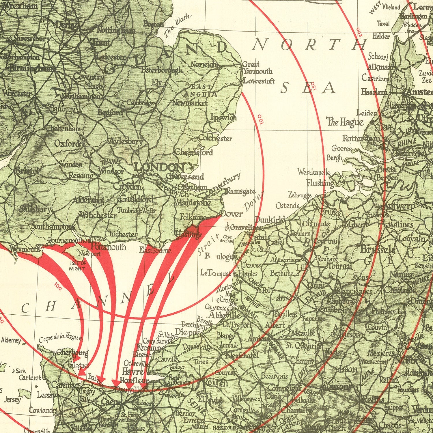Vintage D-Day Invasion Map 1944