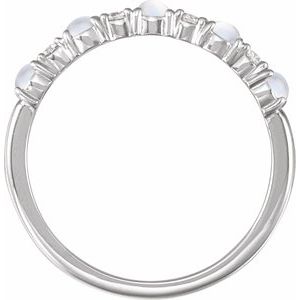 Sterling Silver Natural Rainbow Moonstone & 1/8 CTW Natural Diamond Ring
