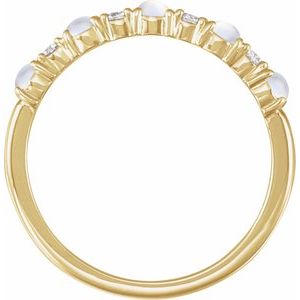 14K Yellow Gold Natural Rainbow Moonstone & 1/8 CTW Natural Diamond Ring