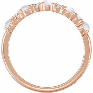 14K Rose Gold Natural Rainbow Moonstone & 1/8 CTW Natural Diamond Ring