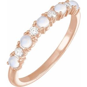 14K Rose Gold Natural Rainbow Moonstone & 1/8 CTW Natural Diamond Ring