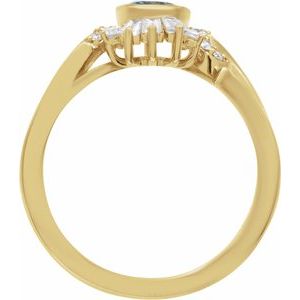 14K Yellow Gold Natural London Blue Topaz & 1/2 CTW Natural Diamond Halo-Style Ring