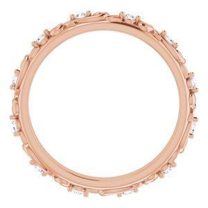 14K Rose 1.5 mm Round 1/6 CTW Natural Diamond Floral Band