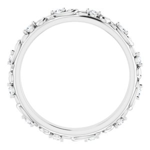 14K White 1.5 mm Round 1/6 CTW Natural Diamond Floral Band
