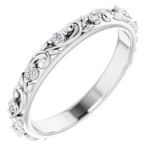 Platinum 1.5 mm Round 1/6 CTW Natural Diamond Floral Band