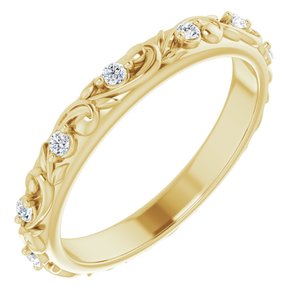 14K Yellow 1.5 mm Round 1/6 CTW Natural Diamond Floral Band