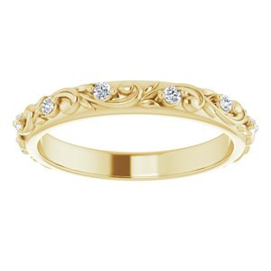 14K Yellow 1.5 mm Round 1/6 CTW Natural Diamond Floral Band