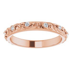 14K Rose 1.5 mm Round 1/6 CTW Natural Diamond Floral Band