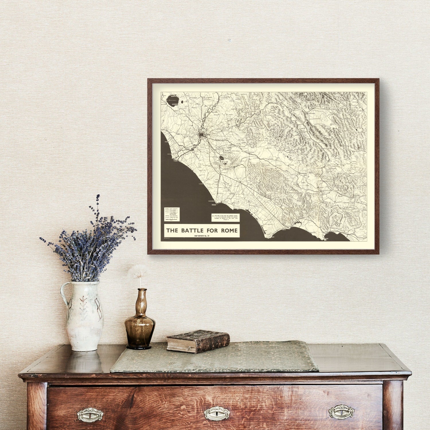 Vintage Italian Campaign World War II Map 1944