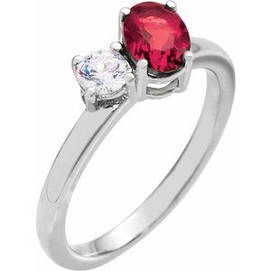 14K White Gold Lab-Grown Ruby & 1/4  CTW Lab-Grown Diamond Ring