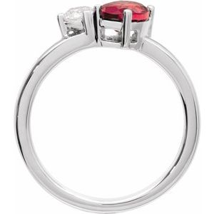 14K White Gold Lab-Grown Ruby & 1/4  CTW Lab-Grown Diamond Ring
