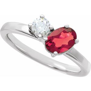 14K White Gold Lab-Grown Ruby & 1/4  CTW Lab-Grown Diamond Ring