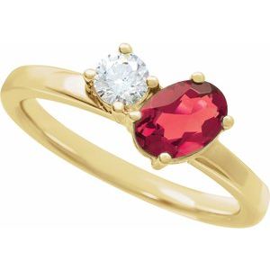 14K Yellow Gold Lab-Grown Ruby & 1/4  CTW Lab-Grown Diamond Ring