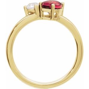 14K Yellow Gold Lab-Grown Ruby & 1/4  CTW Lab-Grown Diamond Ring