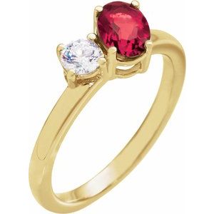 14K Yellow Gold Lab-Grown Ruby & 1/4  CTW Lab-Grown Diamond Ring
