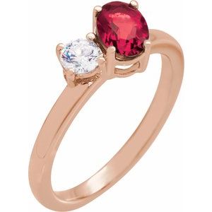 14K Rose Gold Lab-Grown Ruby & 1/4  CTW Lab-Grown Diamond Ring