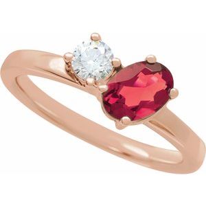 14K Rose Gold Lab-Grown Ruby & 1/4  CTW Lab-Grown Diamond Ring