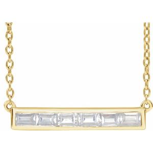14K Yellow Gold 3/8 CTW Lab-Grown Diamond Bar 16-18" Necklace