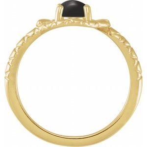 14K Yellow Gold Natural Black Onyx Snake Ring