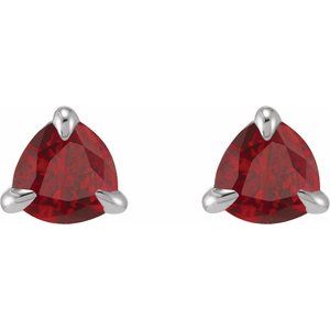 14K White Gold 3.5 mm Natural Ruby Stud Earrings – image 2