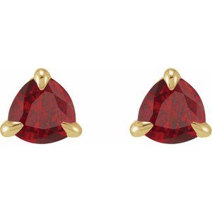 14K Yellow Gold 3.5 mm Natural Ruby Stud Earrings – image 2