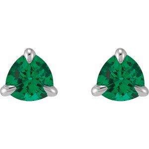 Platinum 3.5 mm Natural Emerald Stud Earrings – image 2
