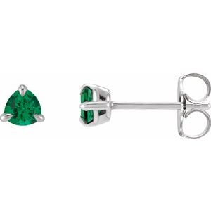 Platinum 3.5 mm Natural Emerald Stud Earrings