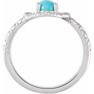14K White Gold Natural Turquoise Snake Ring