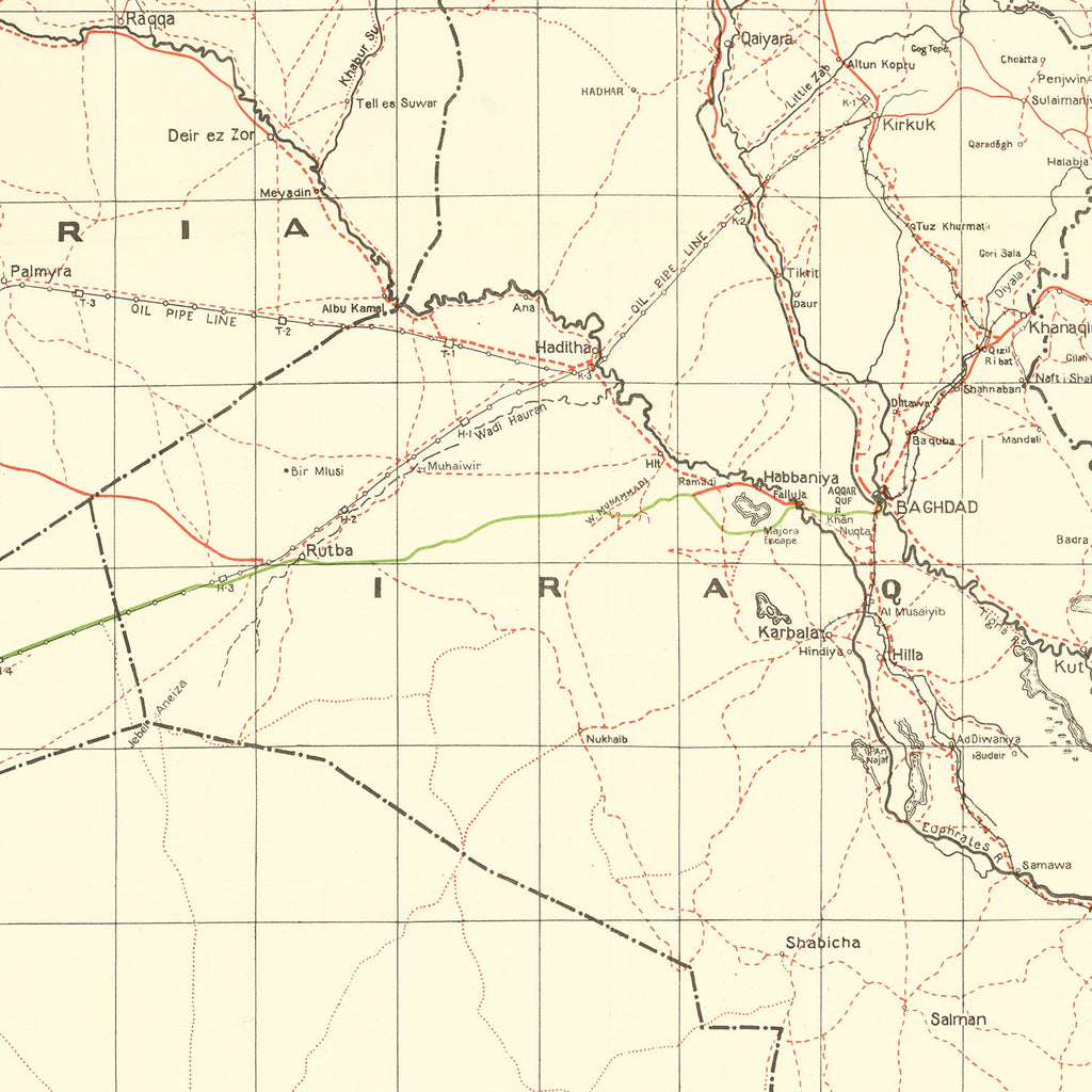 Vintage Baghdad World War II Map 1944