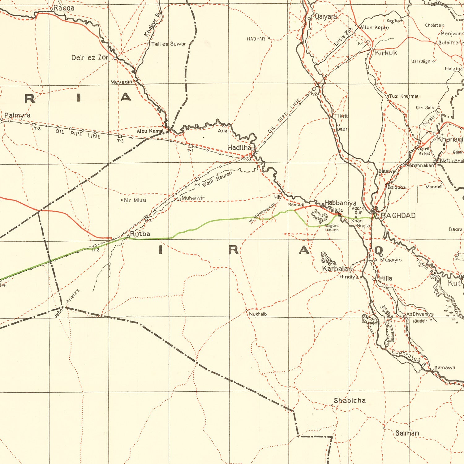 Vintage Baghdad World War II Map 1944