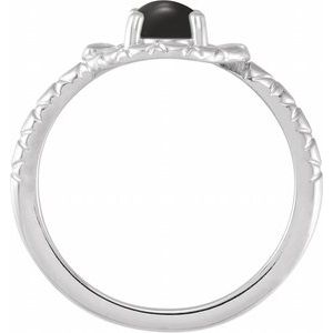 14K White Gold Natural Black Onyx Snake Ring