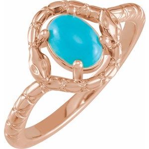 14K Rose Gold Natural Turquoise Snake Ring