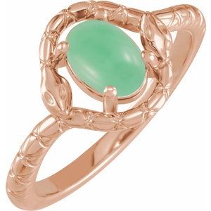 14K Rose Gold Natural Green Chrysoprase Snake Ring