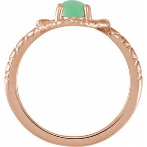 14K Rose Gold Natural Green Chrysoprase Snake Ring