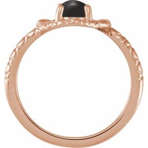 14K Rose Gold Natural Black Onyx Snake Ring
