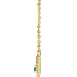14K Yellow Gold Natural London Blue Topaz Floral 18" Necklace