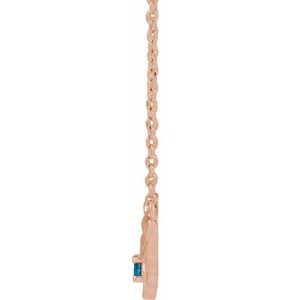 14K Rose Gold Natural London Blue Topaz Floral 18" Necklace