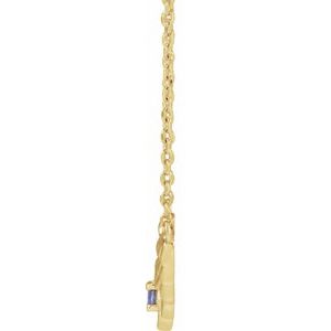 14K Yellow Gold Natural Tanzanite Floral 18" Necklace