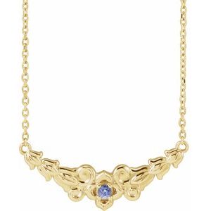 14K Yellow Gold Natural Tanzanite Floral 18" Necklace
