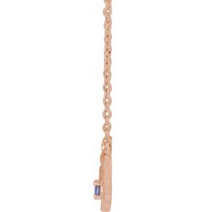 14K Rose Gold Natural Tanzanite Floral 18" Necklace