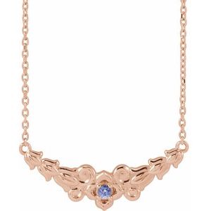 14K Rose Natural Tanzanite Floral 18" Necklace