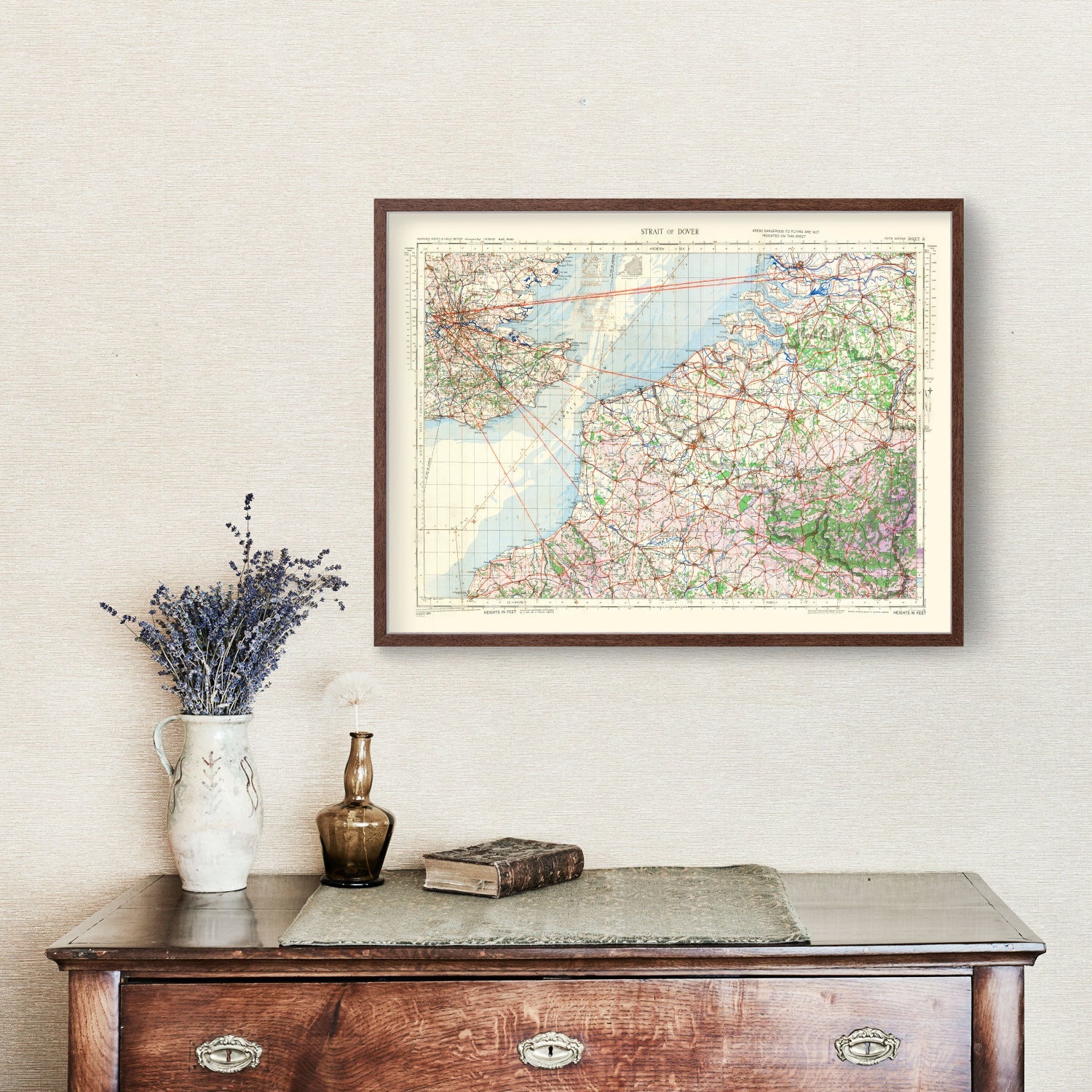 Vintage Strait of Dover Map 1944