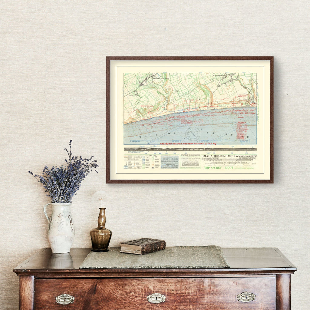 Vintage Omaha Beach D-Day Map 1944