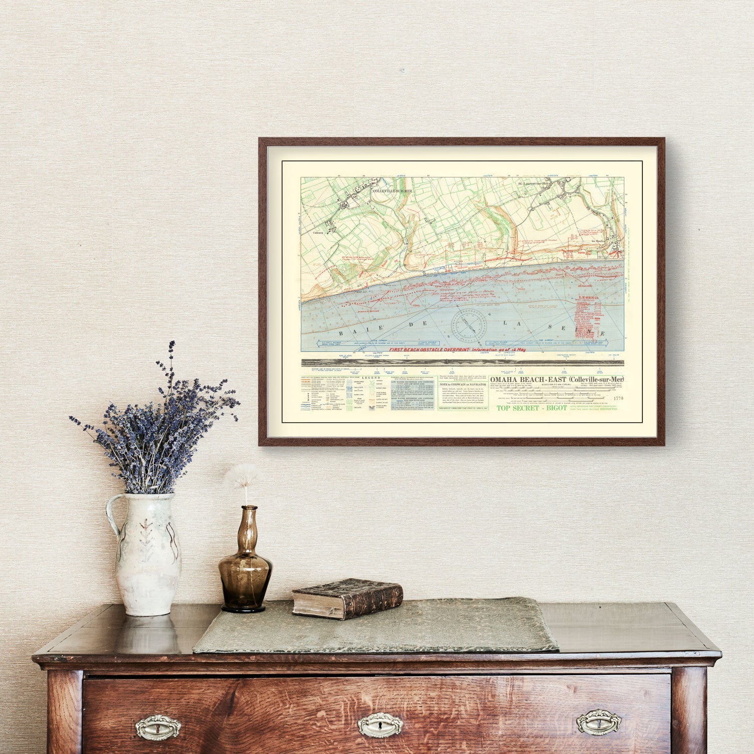 Vintage Omaha Beach D-Day Map 1944