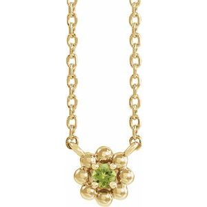 14K Yellow Gold Natural Peridot Beaded Youth 16" Necklace