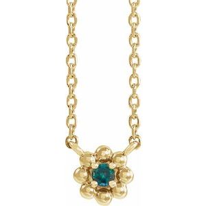 14K Yellow Gold Natural Alexandrite Beaded Youth 16" Necklace