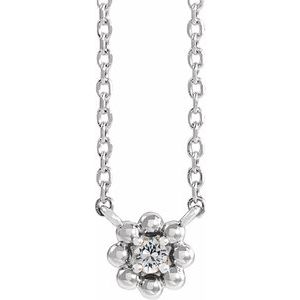 Platinum Natural White Sapphire Beaded Youth 16" Necklace
