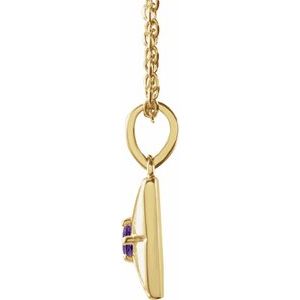 14K Yellow Gold Natural Amethyst 16-18" Necklace