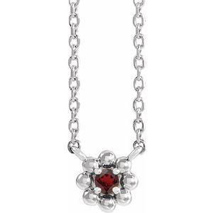 Platinum Natural Mozambique Garnet Beaded Youth 16" Necklace
