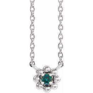 Sterling Silver Natural Alexandrite Beaded Youth 16" Necklace